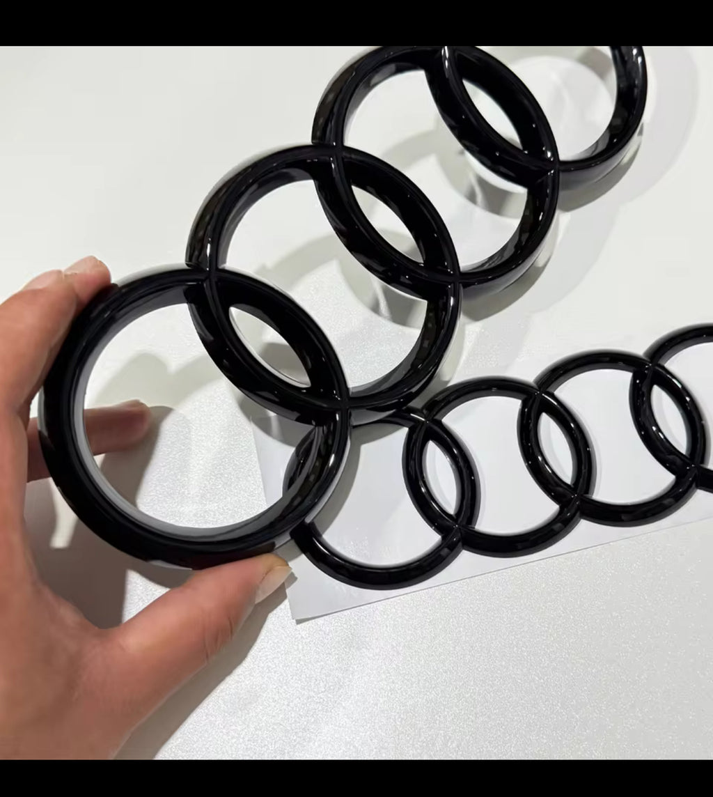 Audi Black Logo Front & Rear - Premium Emblem